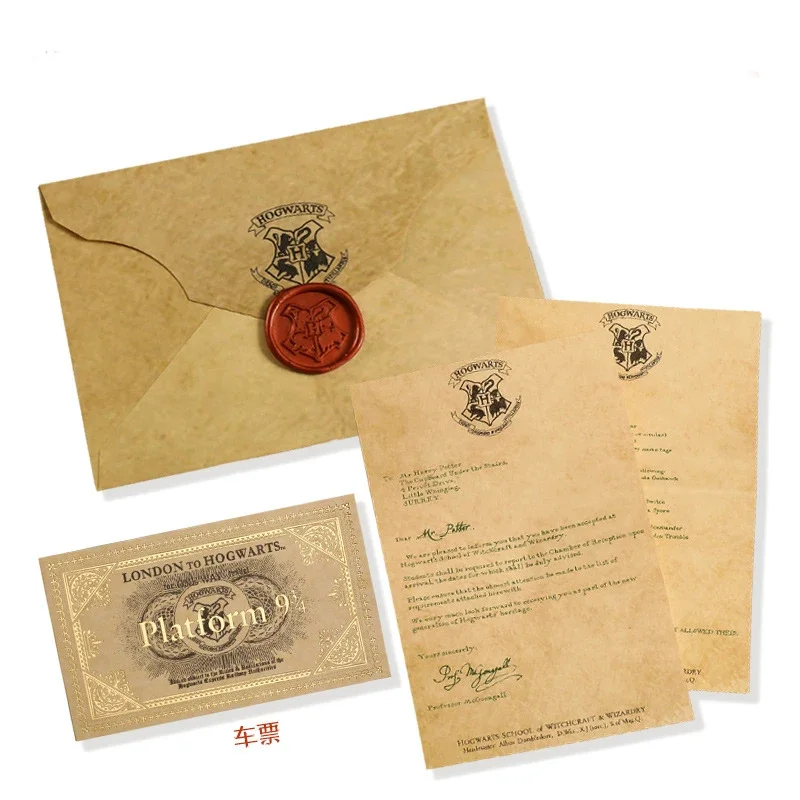 Cosplay Harries Admission Letter Hogwarts School of Witchcraft and Wizardry Potters Bronzing Tickets Collection Props Toys