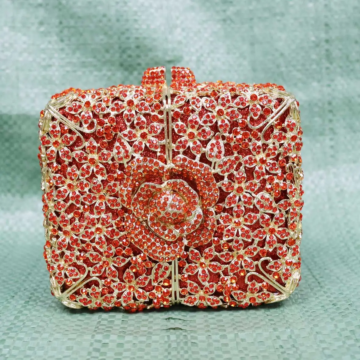 Orange Square Evening Bags Floral Designer Party Purse Wedding Bridal Lovely Formal Female Clutch Bags sm219