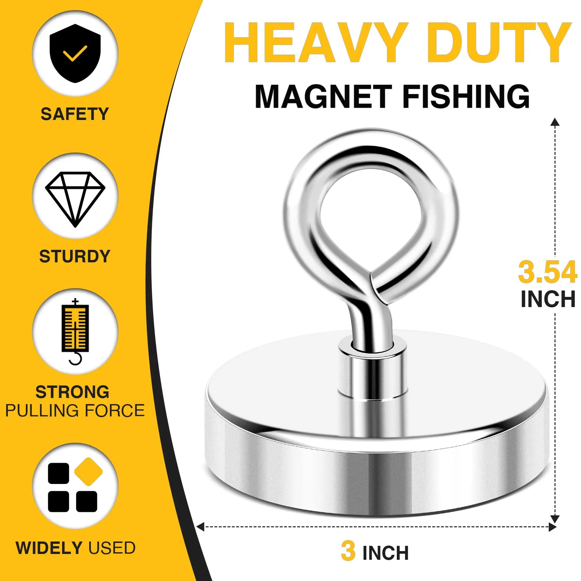 N52 Magnet Magnetic Fishing Salvage Neodymium Magnet Super Strong Neodymium Magnet Hook Fishing Salvage Magnetic for Fishing