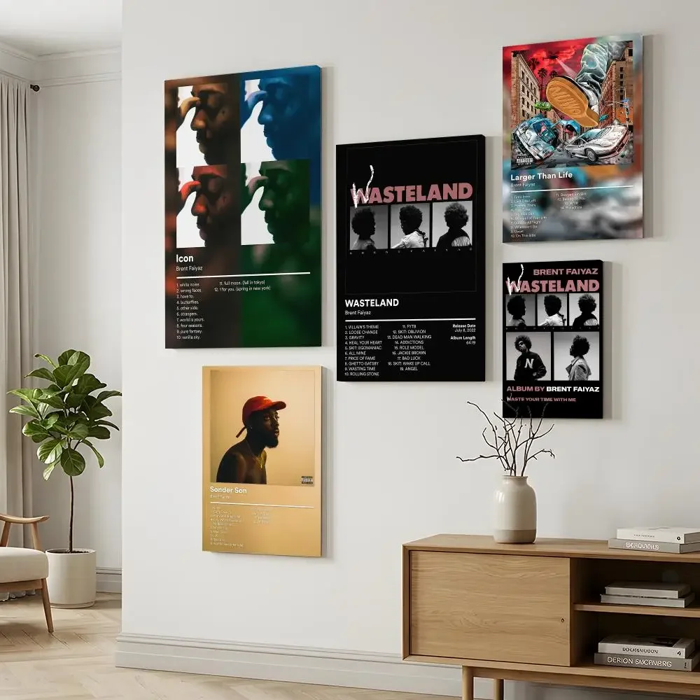Singer B-Brent Faiyaz Framed Wall Painting Framed Canvas Wall Modern Painting Home Decor Gift For Living Room Hallway