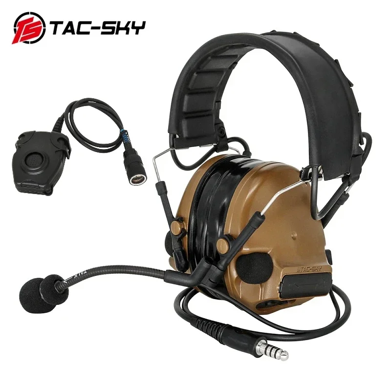 TS TAC-SKY C3 Hunting & Shooting Tactical Headset New Removable Headband Silicone Earmuffs COMTAC III Headset +6-pin peltorptt