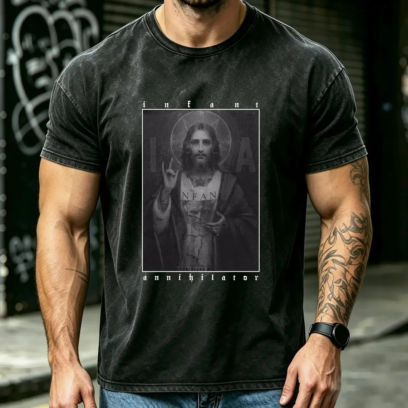washed T Shirt infant annihilator jesus vintage Washed Casual Versatile Comfortable designer clothes homme