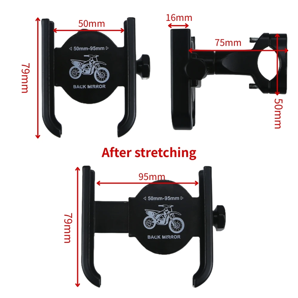 Universal Motorcycle Phone Holder 360° Rotating Aluminum Alloy Adjustable GPS Holder For iPhone Xiaomi Samsung Huawei