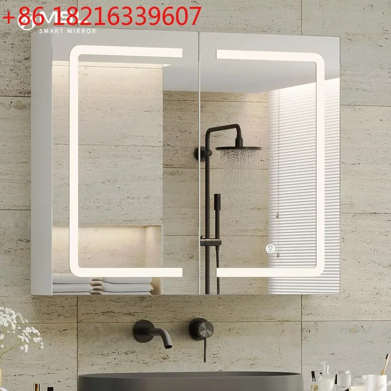 YAO 304 stainless steel bathroom mirror cabinet wall-mounted toilet mirror cabinet wash basin storage