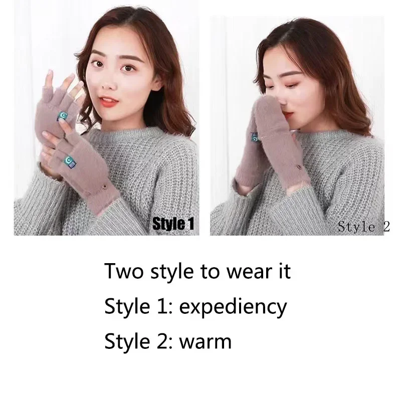 Women's Fingerless Gloves Winter Plush Gloves Soft Warm Wool Knitting Arm Flexible Hand Gloves Warmer for Men Y2k Accessories