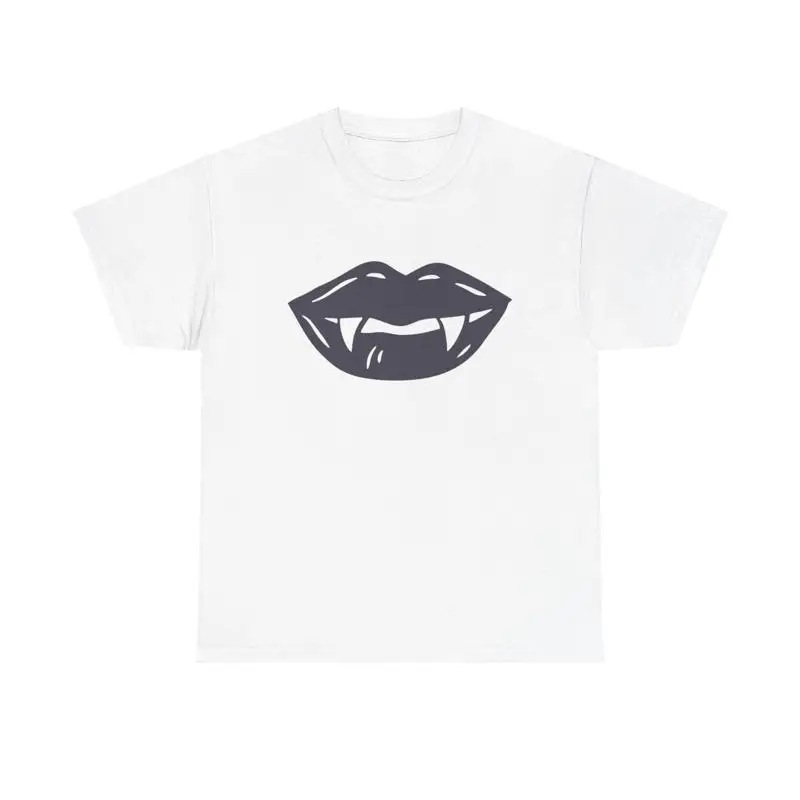 Vampire Lips T Shirt Halloween Spooky Gothic Fangs Bite Dark Emo Cool Art