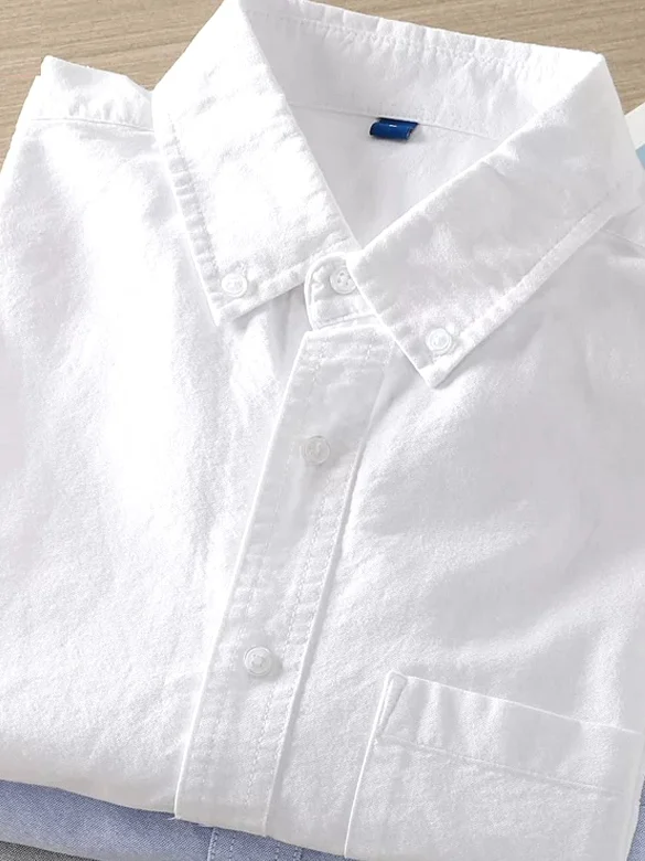 Oxford Cloth Men's Shirt Long Sleeve Slim Fit Commute Business Casual Workwear Texture Sense Shirt Youth Trend Spring Autumn