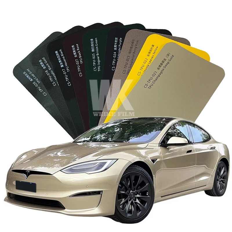 

152 см * 15 м самовосстанавливающаяся цветная ТПУ PPF защитная пленка для автомобильной краски, наклейка цвета шампанского, глубокое золото, глянцевая пленка для обертывания кузова
