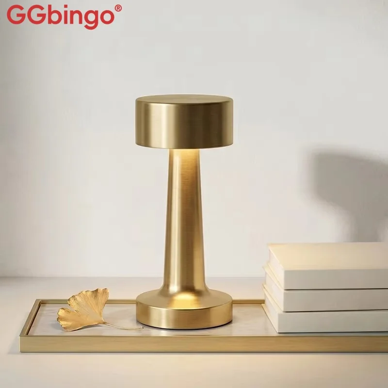 GGbingo Metal Desk Lamp Eye Protection Type-C LED Rechargeable Table Light 1200mAh Touch Dimming Home Decoration Reading Light