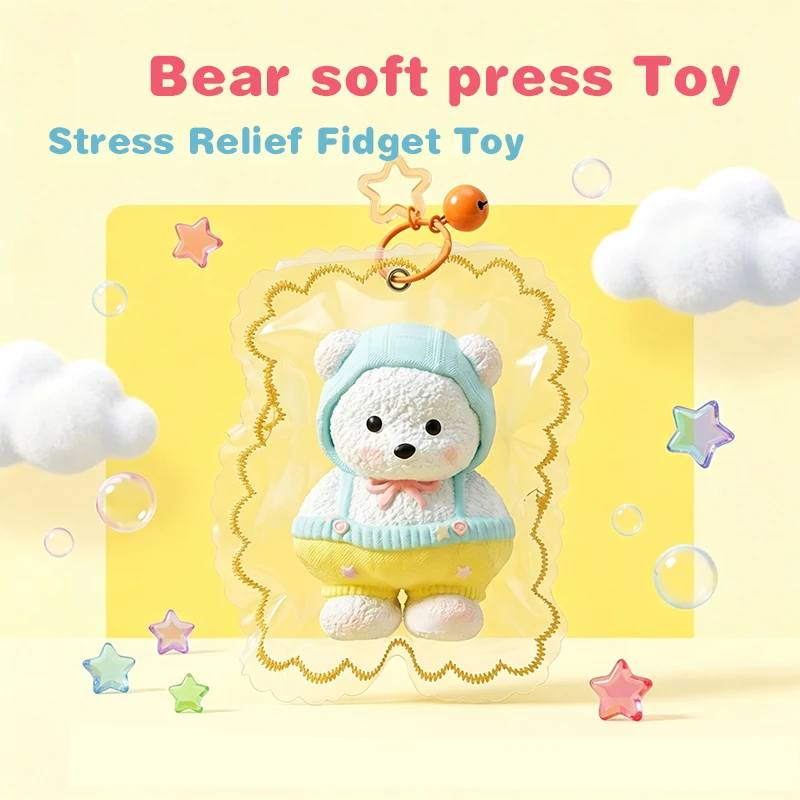 Cute Bears Fidget Soft Press Squeezes Toy Handmade Slow Rebound Sensory Stress Relief Toys for Backpack Charm Creative Xmas Gift