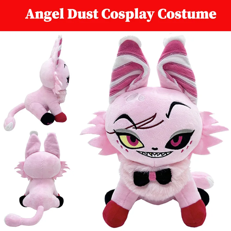 Angelo polvere Cosplay gatto rosa peluche peluche Cartoon Hell Inn Roleplay Figurine puntelli regalo di compleanno di natale mascotte morbida