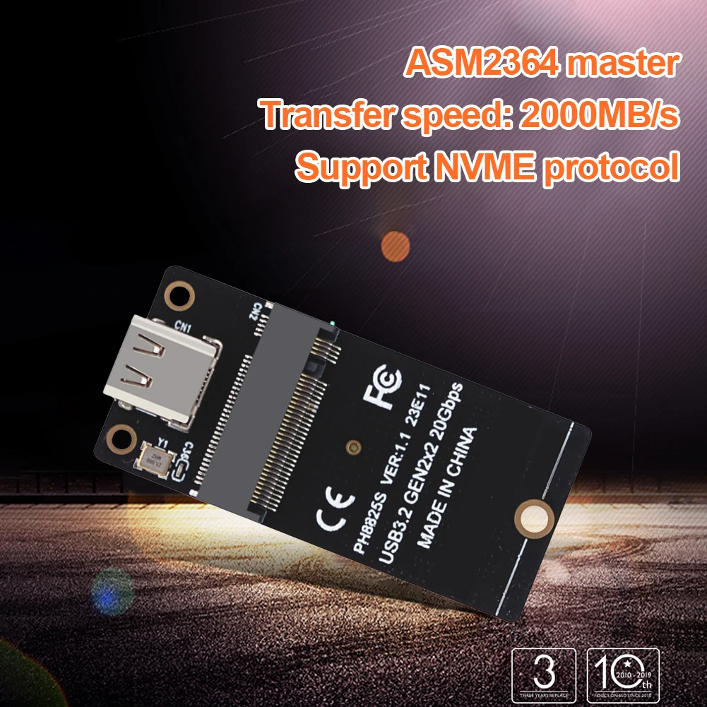 NVME SSD Converter ASM2364 for M.2 To Type C SSD Adapter USB3.2 Gen2x2 Conversion Board 2000MB/s for SSD 2230/42/60/80 Dropship