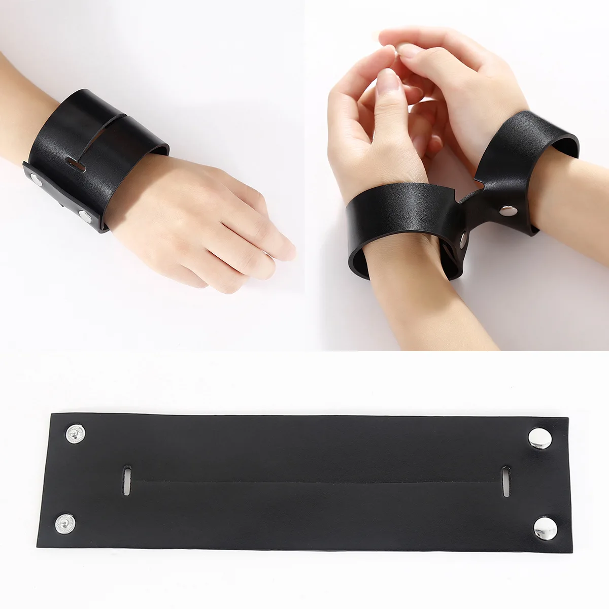 Leather Handcuffs Multi DJ Stage Decoration Leather Bracelet Suitable For Halloween Party Stage Performance Role-playing Props