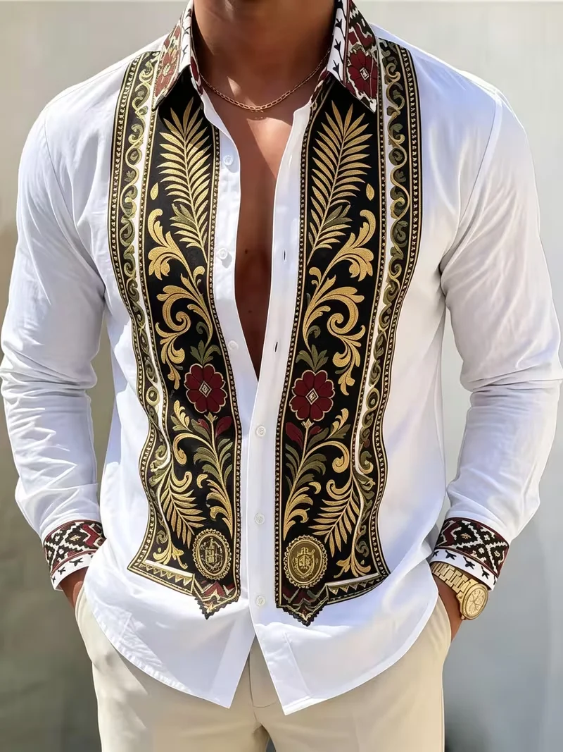 New men's retro ocean style shirt with soft vertical stripes, waves, fish schools, 3D printed shirt and clothing