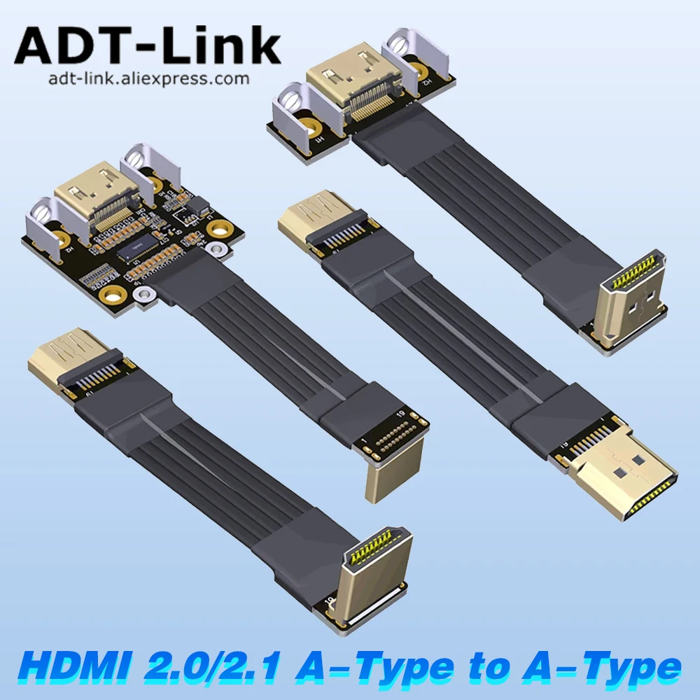 

ADT A-Type HD2.1 Male to Female Built-in Flat Ribbon Video Extension Cable 2K/240hz 4K/144Hz FPC FPV GPU V2.1/2.0 Audio Extender