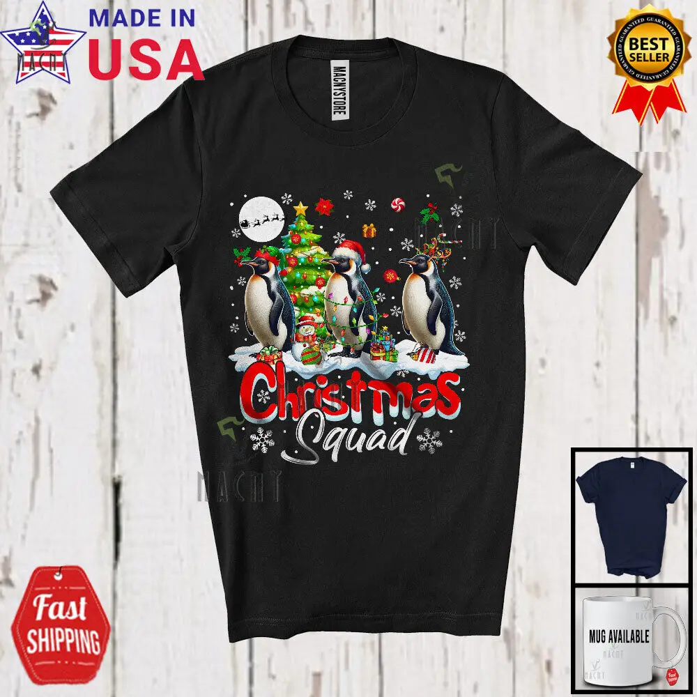 

Christmas Squad; Adorable Penguin X-mas Tree Snowing; Penguin Family T-Shirt