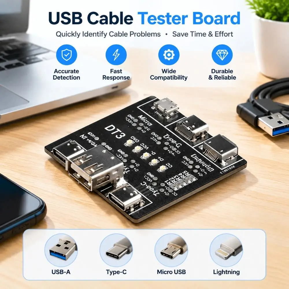 On-Off Detection USB Cable Tester Quick Test Multifunctional Cable Detection Tool Type-C Interface Cable Continuity Teste