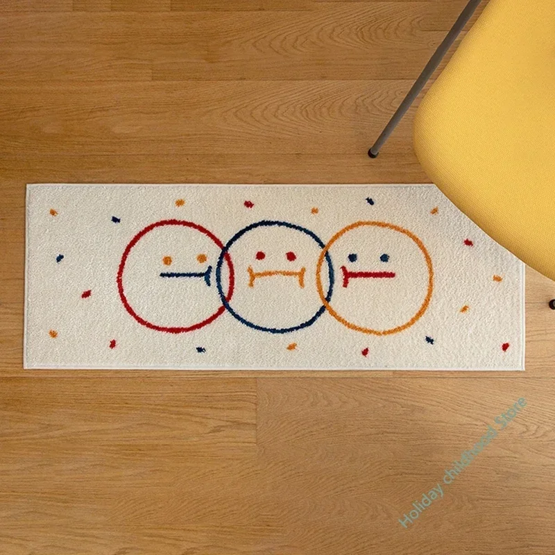 Smile Japanese Rugs Cute Carpet Rectangle Foot Absorbent Door Mats Decorative short Floor rug for Living Room Doormat Ent