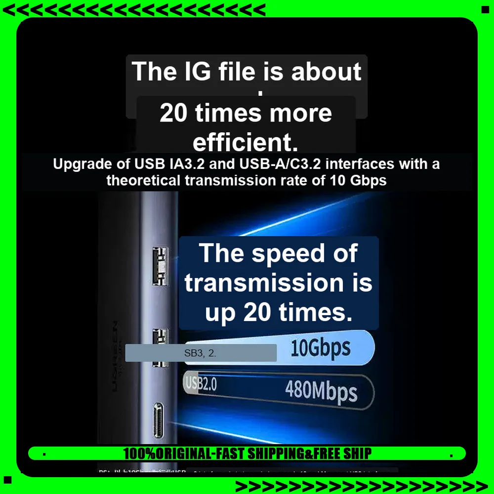 UGREEN 45000 6 in 1 USB C Docking Station HDMI 4K USB 3.2 10Gbps Gigabit Ethernet PD Adapter