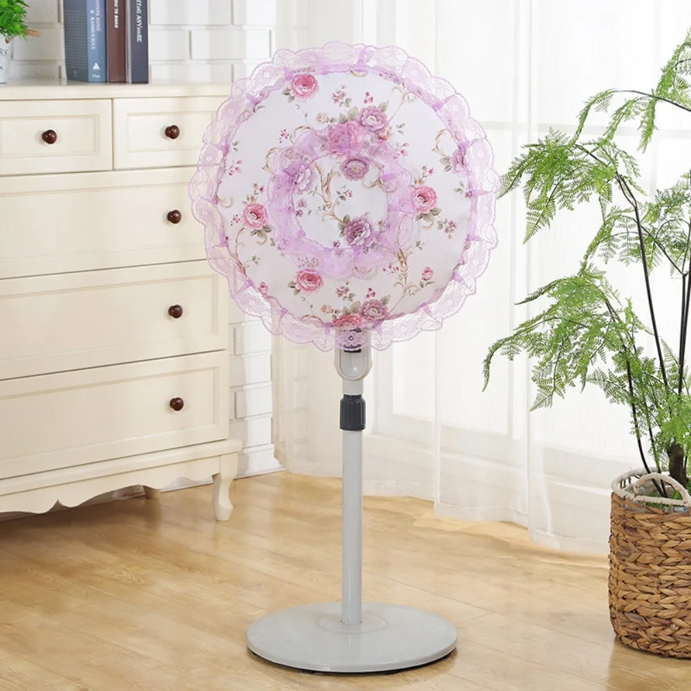 Pastoral Style Lace Electric Fan Cover Round All-inclusive Standing Fans Protecter Dust Prevention Anti-pollution Fan Dust Cover
