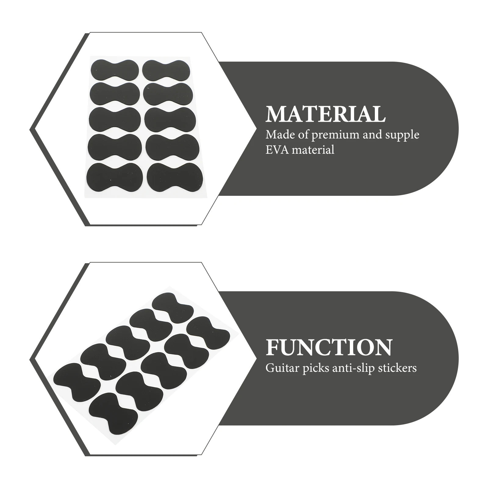 

20 Pcs Anti-slip Stickers for Paddles Pick Rubber Grip Self-adhesive Guitar with Classical Finger Picks Acoustic Black