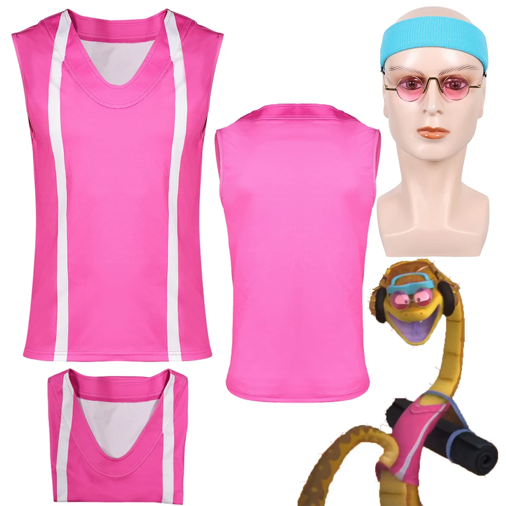 

Косплей из мультфильма «Плохие парни», розовый жилет «Мистер Змея», повязка для волос, мужская одежда, наряды на Хэллоуин, костюмы, карнавальная вечеринка, маскировка