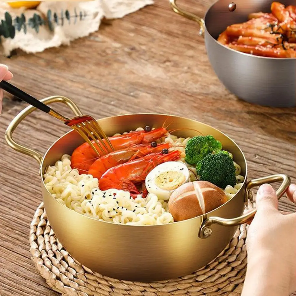 Stainless Steel Seafood Rice Pot Home Cooking Paella Pan Picnic Snack Plates Cookware Saucepan Dry Pots with Handle for Kitchen