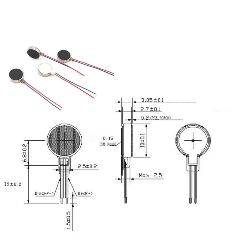 6pcs Precise Flat Button Motor Mini Vibration Motor for Toy Medicals Equipment Reliable Performances, DC3V Power Supply Dropship