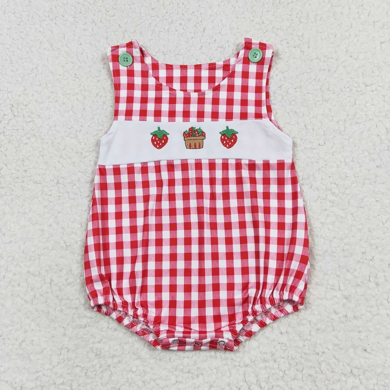 Wholesale Summer Newborn Embroidery Romper Baby Girl Watermelon Strawberry Jumpsuit Kids Toddler Bubble One-piece Clothing