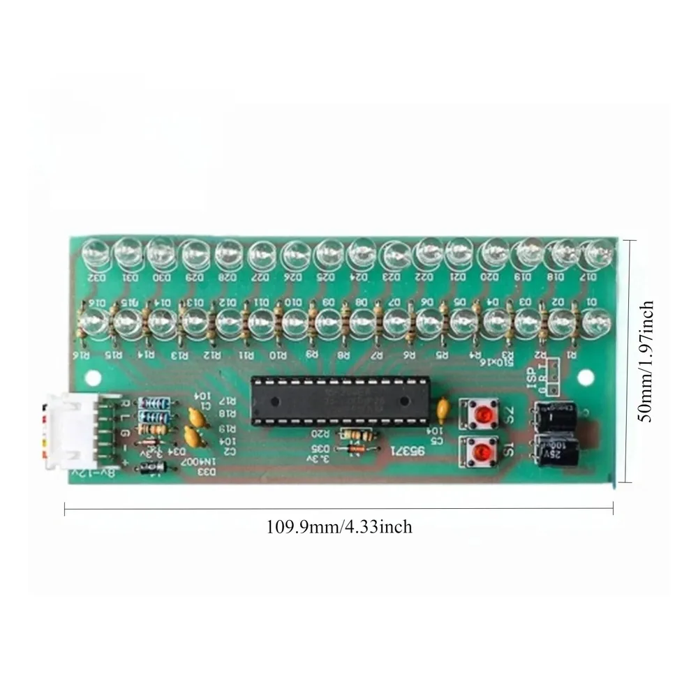 Blue LED Dual-Channel 16-Bar Audio Spectrum Volume Level Indicator Display