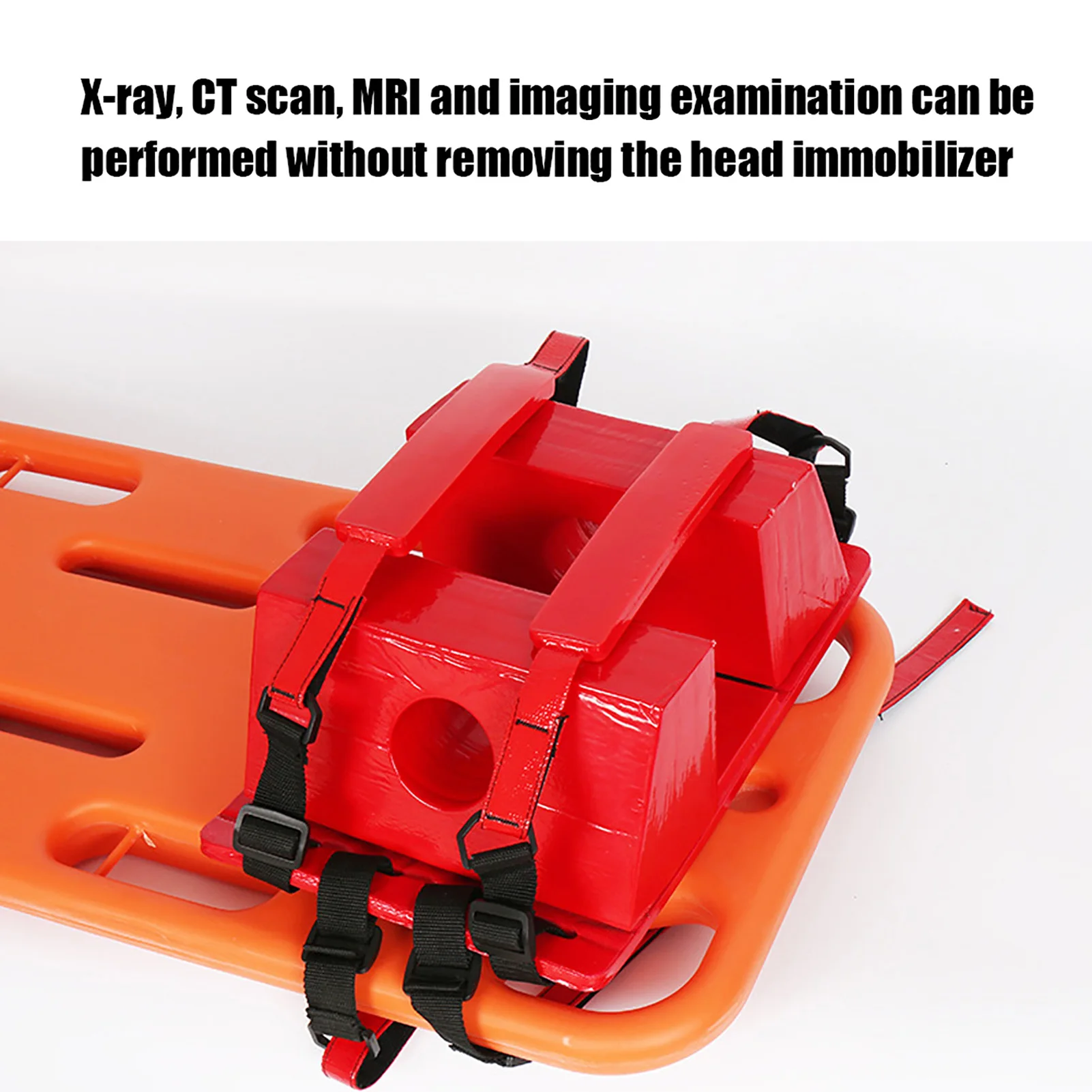 Spine Board Head Immobilizer 2 Round Ear Holes Waterproof Head Immobilizer NBR Cotton 4 Straps Water Based Paint for First Aid