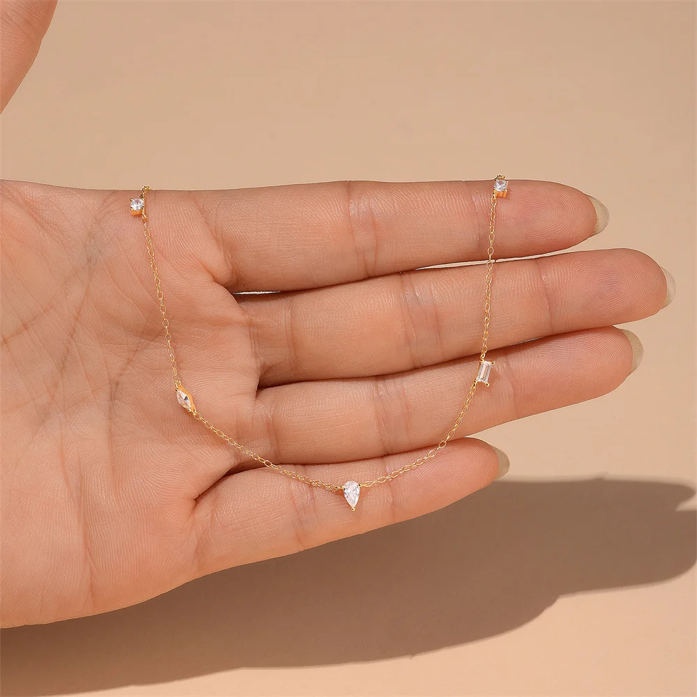 

AIDE 925 DIY Design Moving Charms Sterling Silver Necklace Face Chain Necklace Lobster Clasp Women Engagement Jewelry Gifts