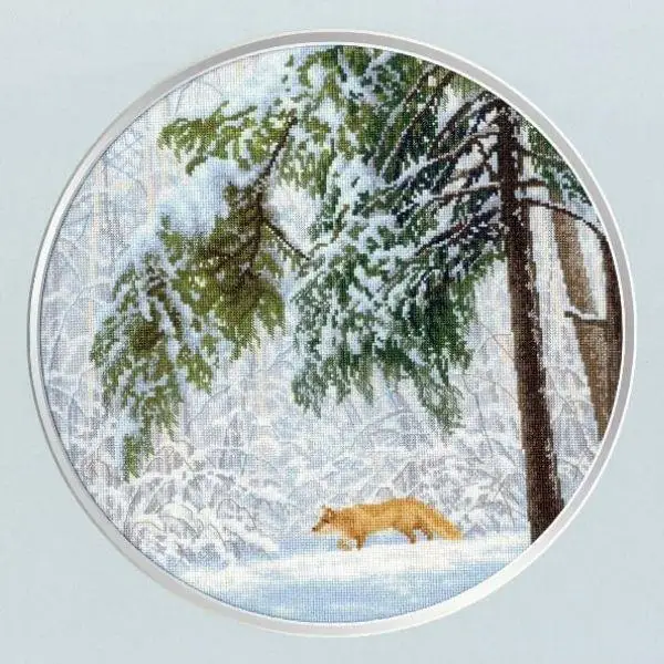 DIY Needle Work Cross Stitch High Foxes in  Winter Forest 48-48 counted Cross Stitch Kit  28ct 14ct 32ct Metallic cotton aida