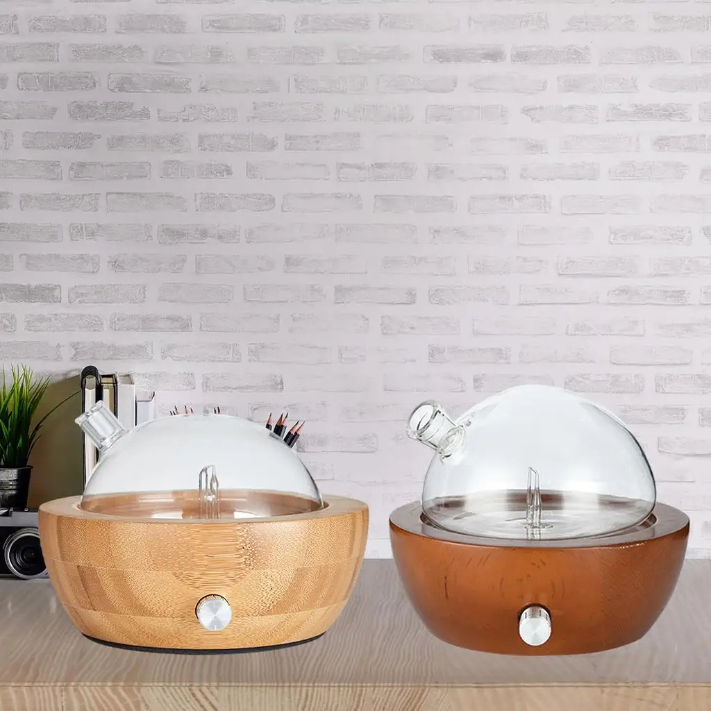 

150ML Waterless Nebulizing Essential Oil Diffuser Use Best Wood Glass LED Light for Home Office SPA US PLUG