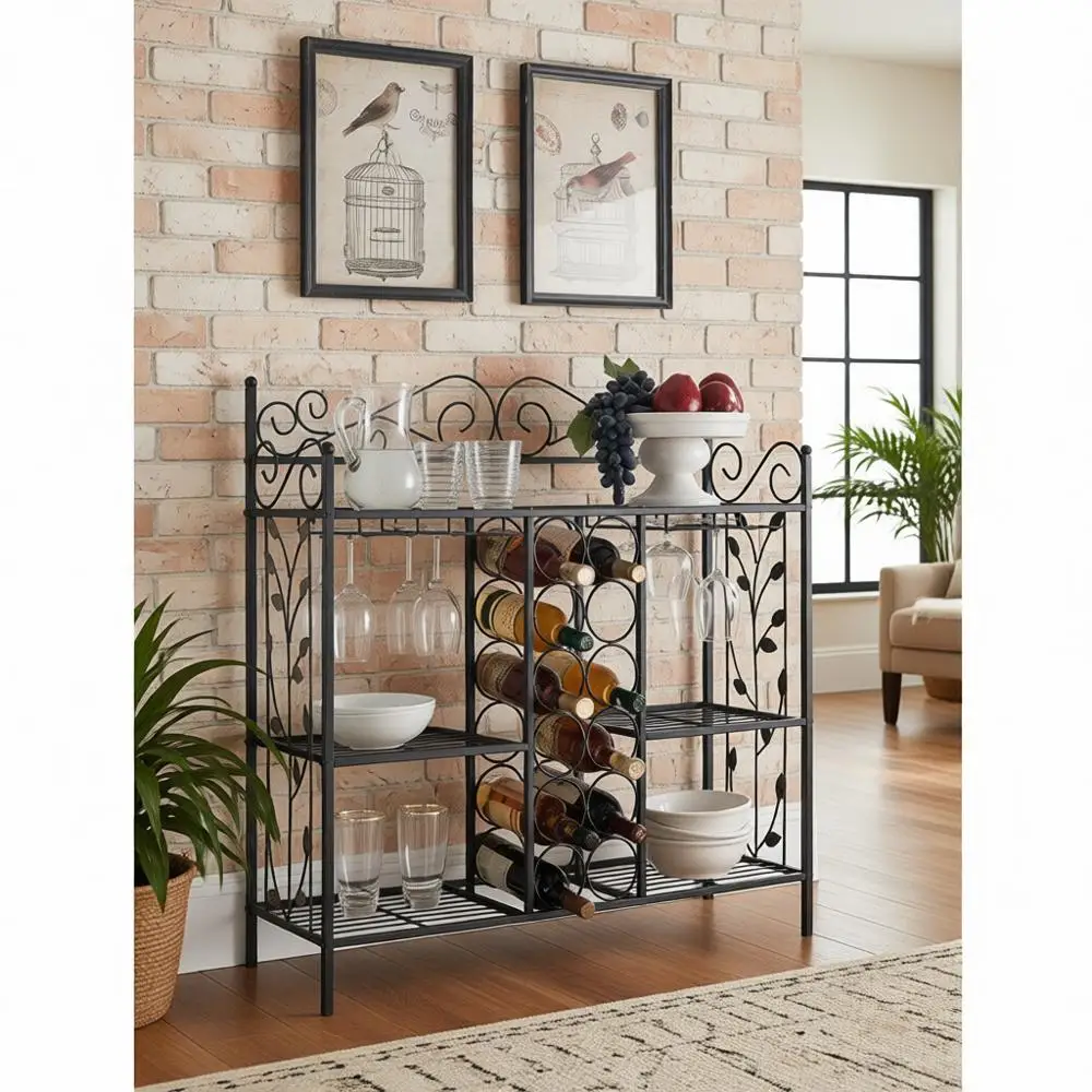 

Винный шкаф с барной стойкой и держателем для стаканов, полки для хранения для бара или гостиной