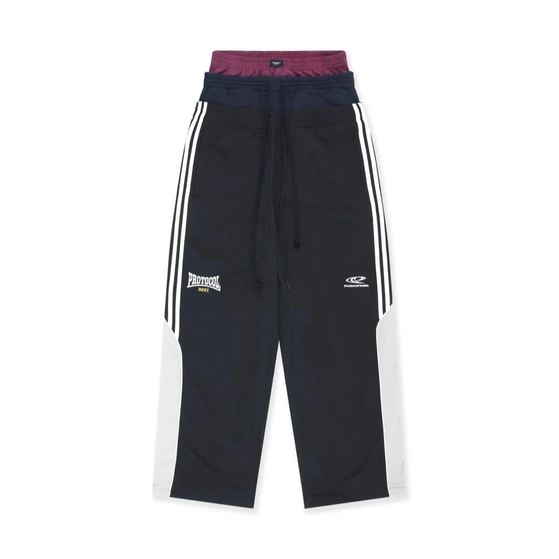 Protocol index three-piece deconstructed and pieced together loose-fitting floor-length printed trousers
