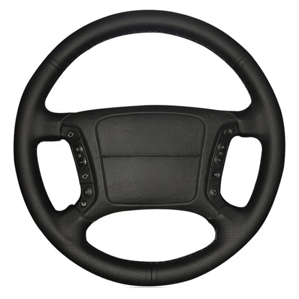 Black Car Steering Wheel Cover DIY Hand-stitched Genuine Leather For BMW E46 318i 325i E39 E53 X5