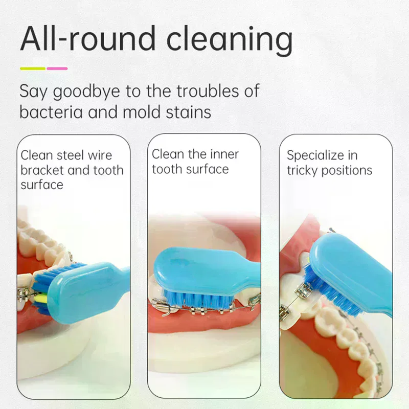 Toothbrush With L Shape Push-Pull Interdental Brush Tufted Brush Clean Braces Tooth Brush Soft Bristle Toothbrush Oral Care