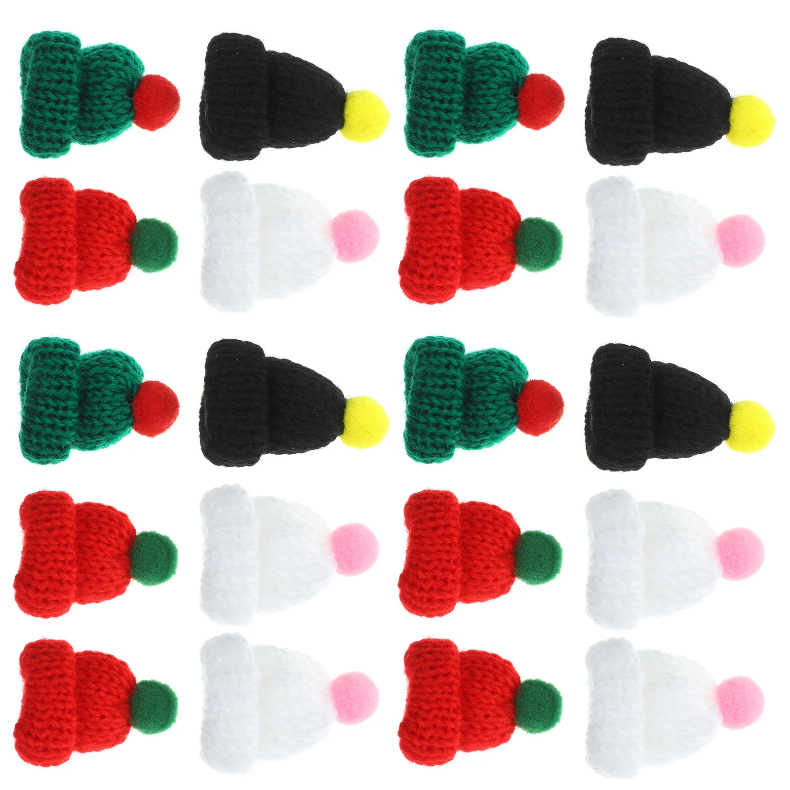 

20pcs Mini Christmas Hat Knitted Woolen Santa Decor Diy Supplies For Clothes Phone Case Bag Accessories Handmade Craft