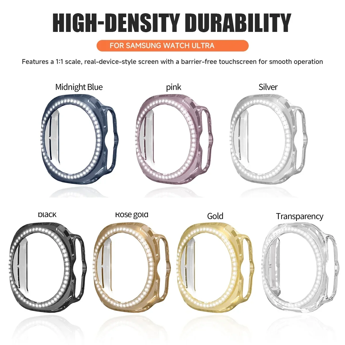 PC Hollowed Case for Samsung Galaxy Watch Ultra 2 47mm 2026 Bumper Frame Protector Cover for Galaxy Ultra 2 Diamond Decoration