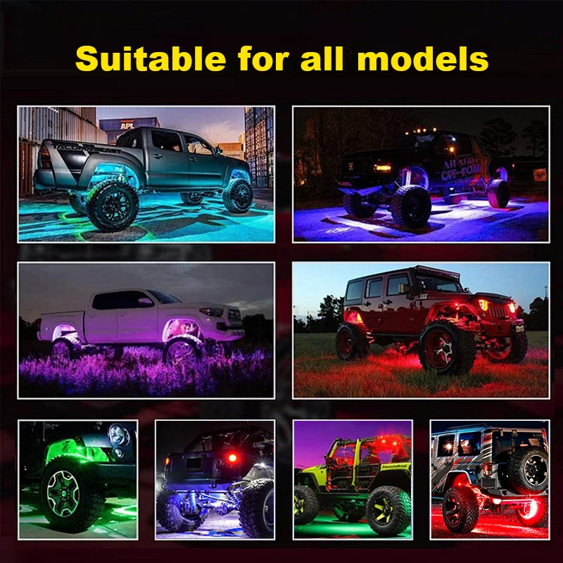 BLALION 2/4Pcs RGB LED Car Atmosphere Light 24SMD Chassis Light Waterproof Wheel Light Stone Rock Light For Car SUV Pickup Moto