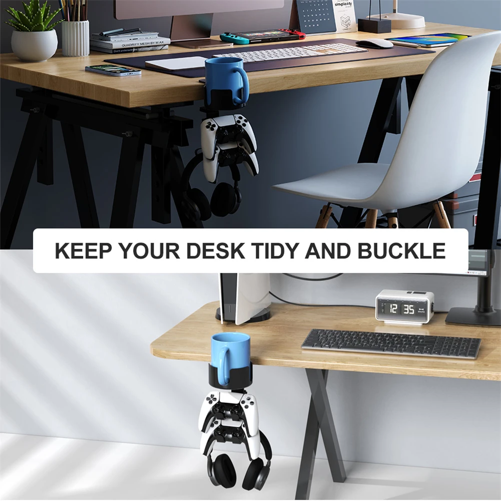 Space Efficient Metal Bracket to Organize Headphones and Controllers Under Your Desk Strong Anti Slip Pad Design