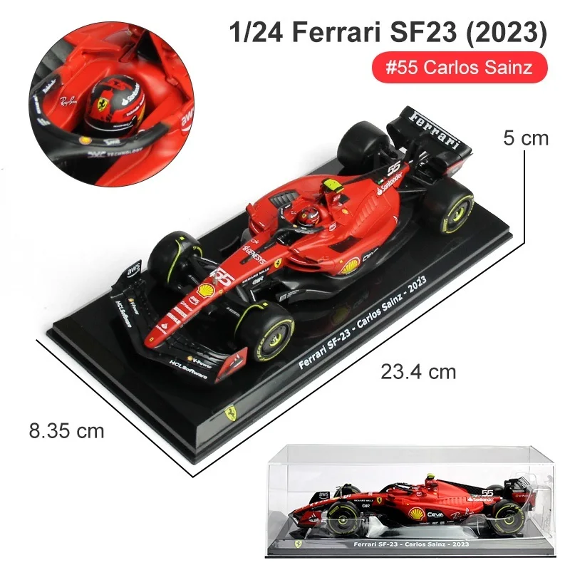 Bburago 1:24 Scuderia Ferrari Team SF23 2023 F1 Racing Alloy Car Model  #16 Charles Leclerc #55 Carlos Sainz Formula Diecast Toy