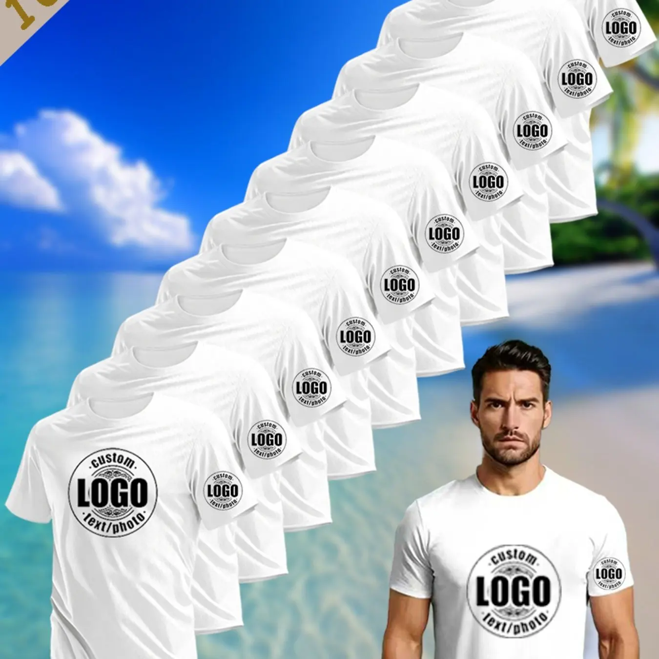 10-piece men's custom sports T-shirts | Personalized with photos or logo designs, quick-drying and breathable, comfortable all y