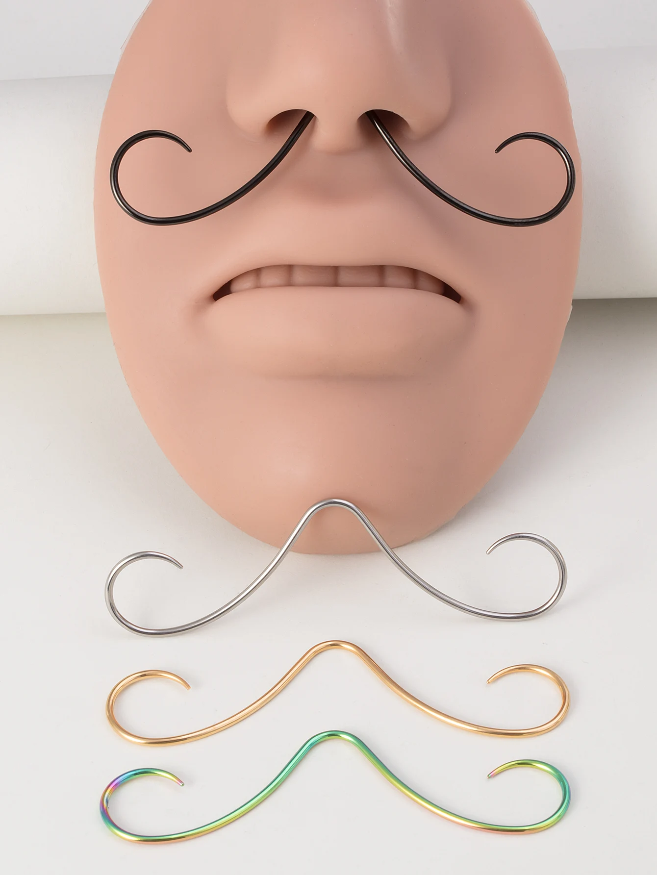 1pc Schnurrbart 16g Nase Septum Ring für Frauen Männer 361l chirurgischen Stahl Septum Piercing Kleiderbügel Ring trend ige beliebte Nase Körpers chmuck – Detail 4