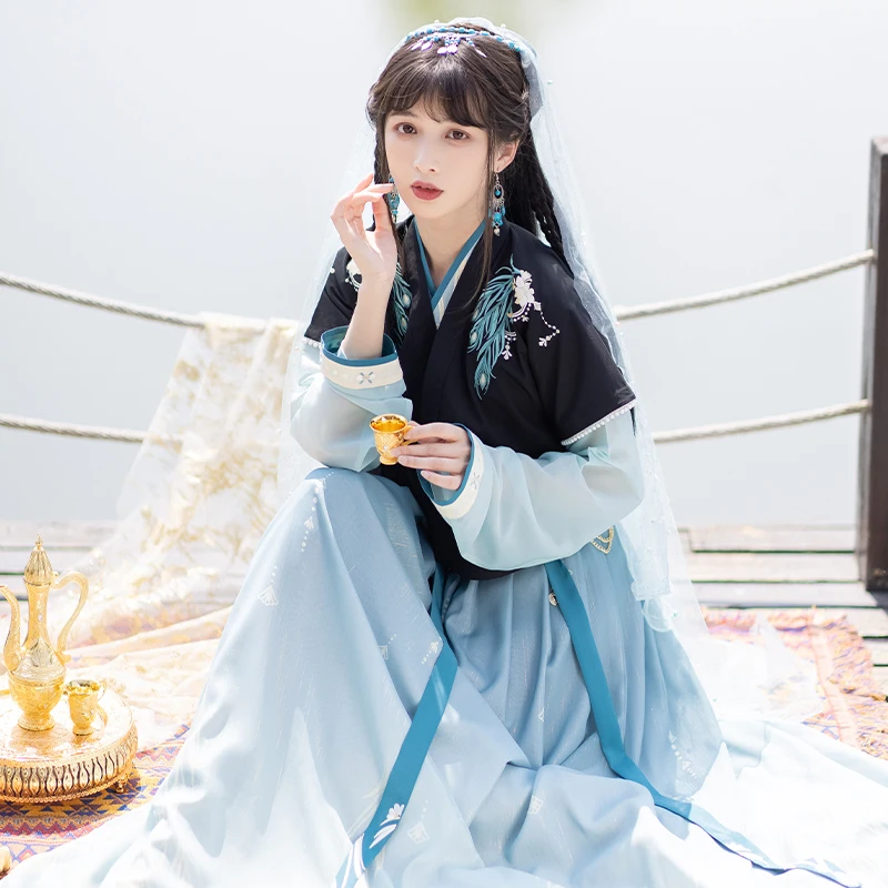 

Hanfu Suit Chinese Traditional & Ancient Classical Dance Costume Tang Song Dynasty Princess Fairy Clothes Improved Hanfu DQL7086