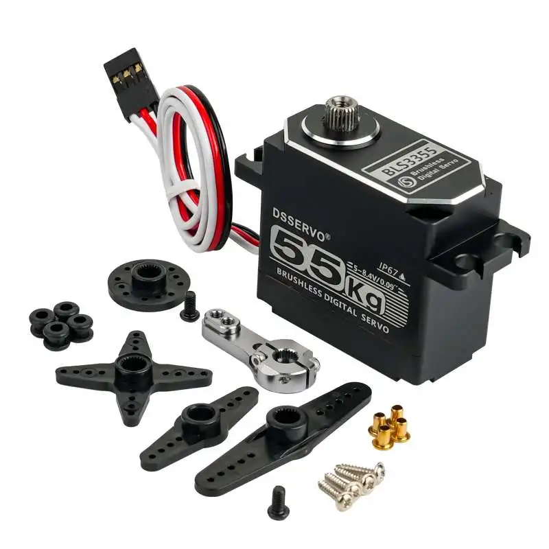 8.4V 55KG BLS3355 All-metal IP67 Waterproof Digital Servo Motor 25T Brushless Motor Steel Gear 270 Degree Angle Controllable