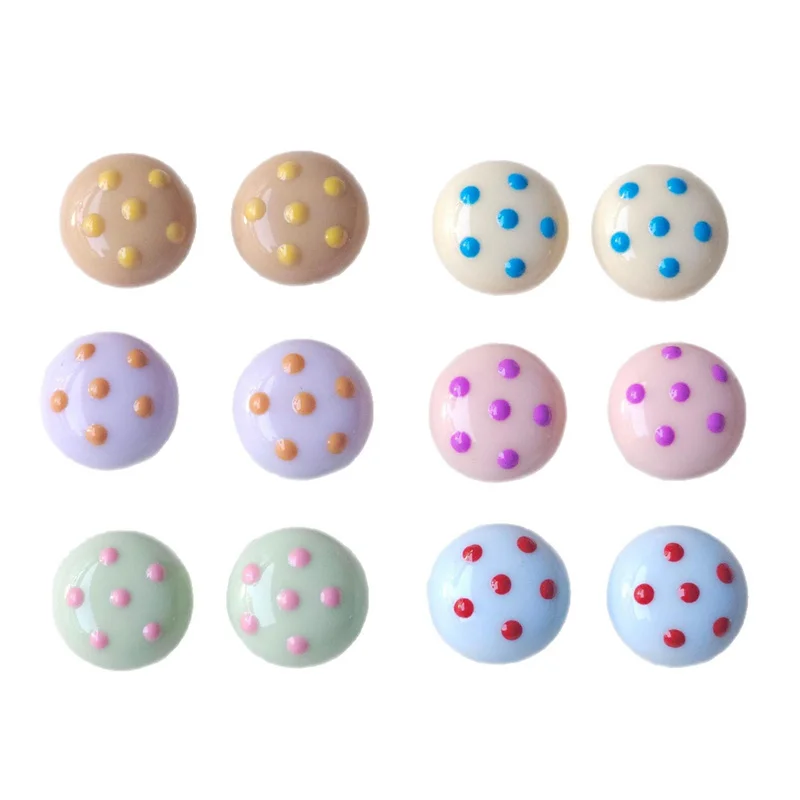 

Wholesale 50pcs/lot 16mm drop oil dot pattern print geometry rounds shape resin cabochon bead diy jewelry garment hair accessory