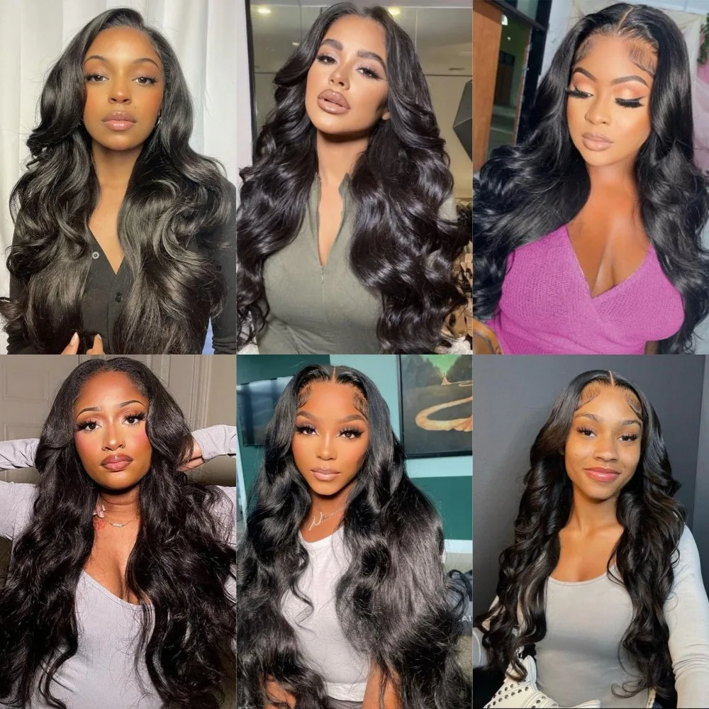 200%密度 13x4 ボディウェーブ レースフロントウィッグ 生え際処理済み 13x6 HD透明レースフロントウィッグ 100%人毛 女性用 36インチ