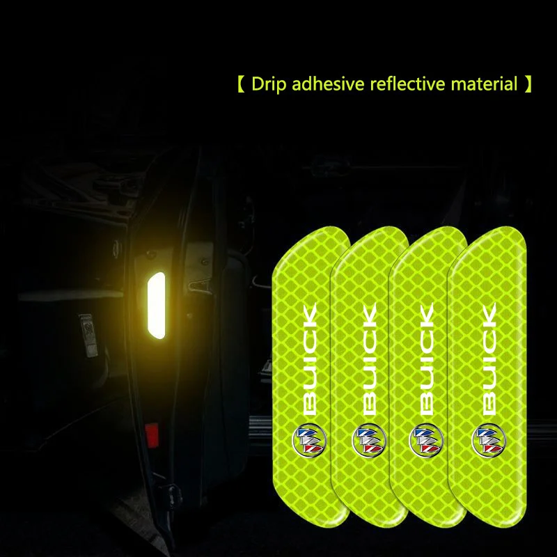 4PCS/set Car Reflective Strips Warning Stickers for Buick E4 E5 Lacrosse Encore GL8 Regal Skylark Car Door Stickers Accessories